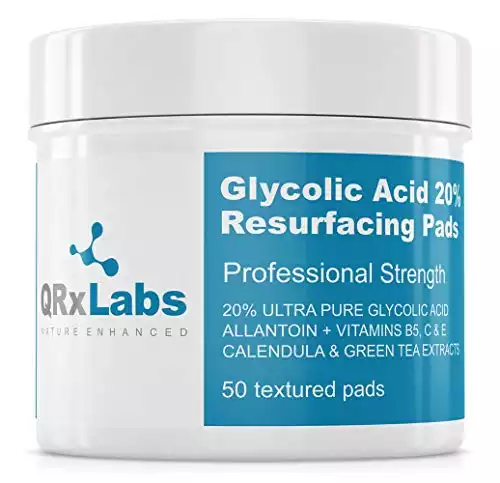 QRxLabs Glycolic Acid 20% Resurfacing Pads, 50 Count