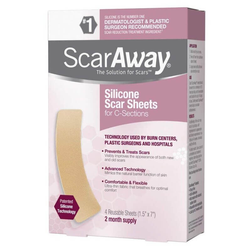 ScarAway Silicone Scar Sheets C-Section 4-Count